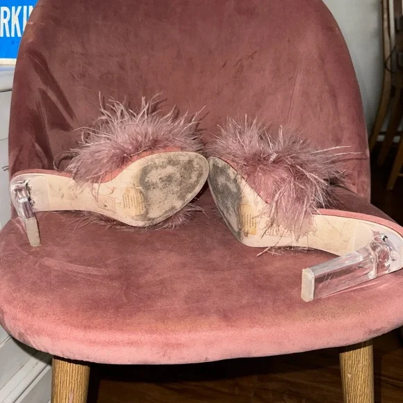 Jeffrey Campbell Pink Daisy Boa Feathered Heels - Picture 7 of 8